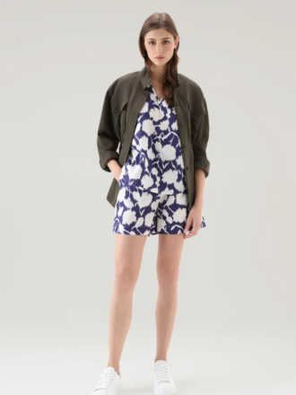 WOOLRICH PRINTED POPLIN SHORT- MELTON BLUE