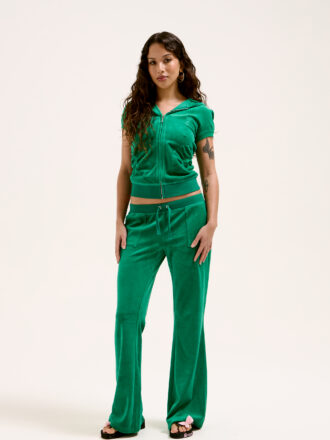 JUICY COUTURE HERITAGE CAPPED SLEEVE HOODIE-ULTRAMINE GREEN