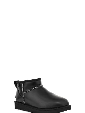 UGG W CLASSIC ULTRA MINI LEATHER REGEN-BLACK