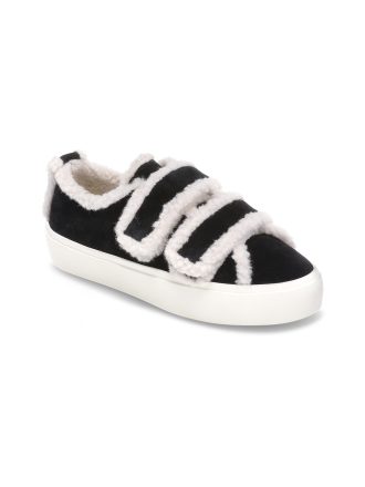INUIKII SHEARLING LOW VELCRO SNEAKERS-BLACK