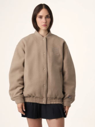 FILA OVERSIZED VARSITY JACKET- WEATHERED TEAK