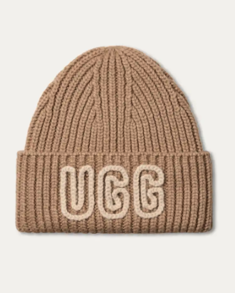 UGG CHUNKY CRAFTED RIB BEANIE-WHITE PEPPER