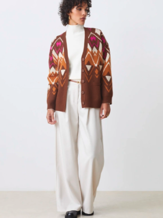 SUNCOO GATSBY CARDIGAN-CHOCO