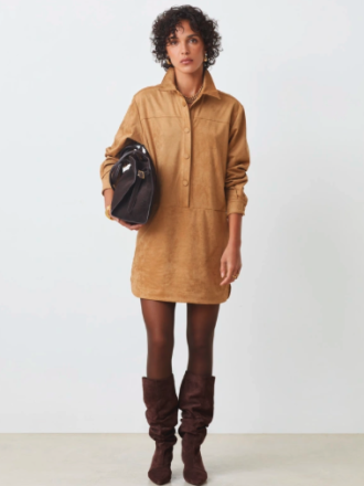 SUNCOO CLIFF DRESS-CAMEL