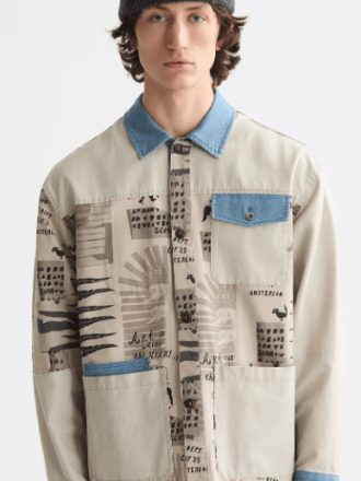 SCOTCH & SODA WORKER JACKET-ART DEPT COLLAGE